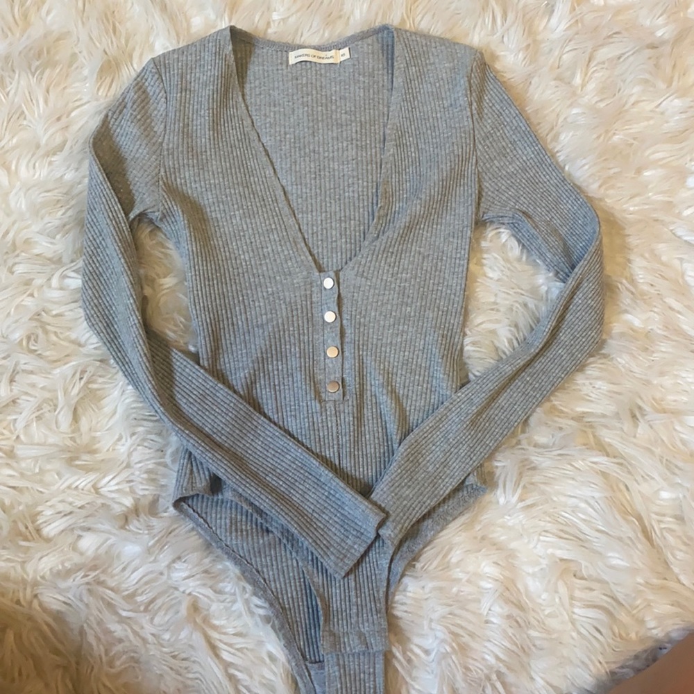 Grey button bodysuit